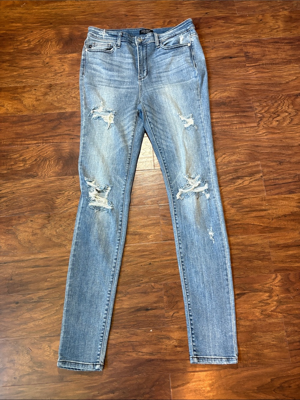 Judy Blue Light Blue Distressed Skinny Jeans